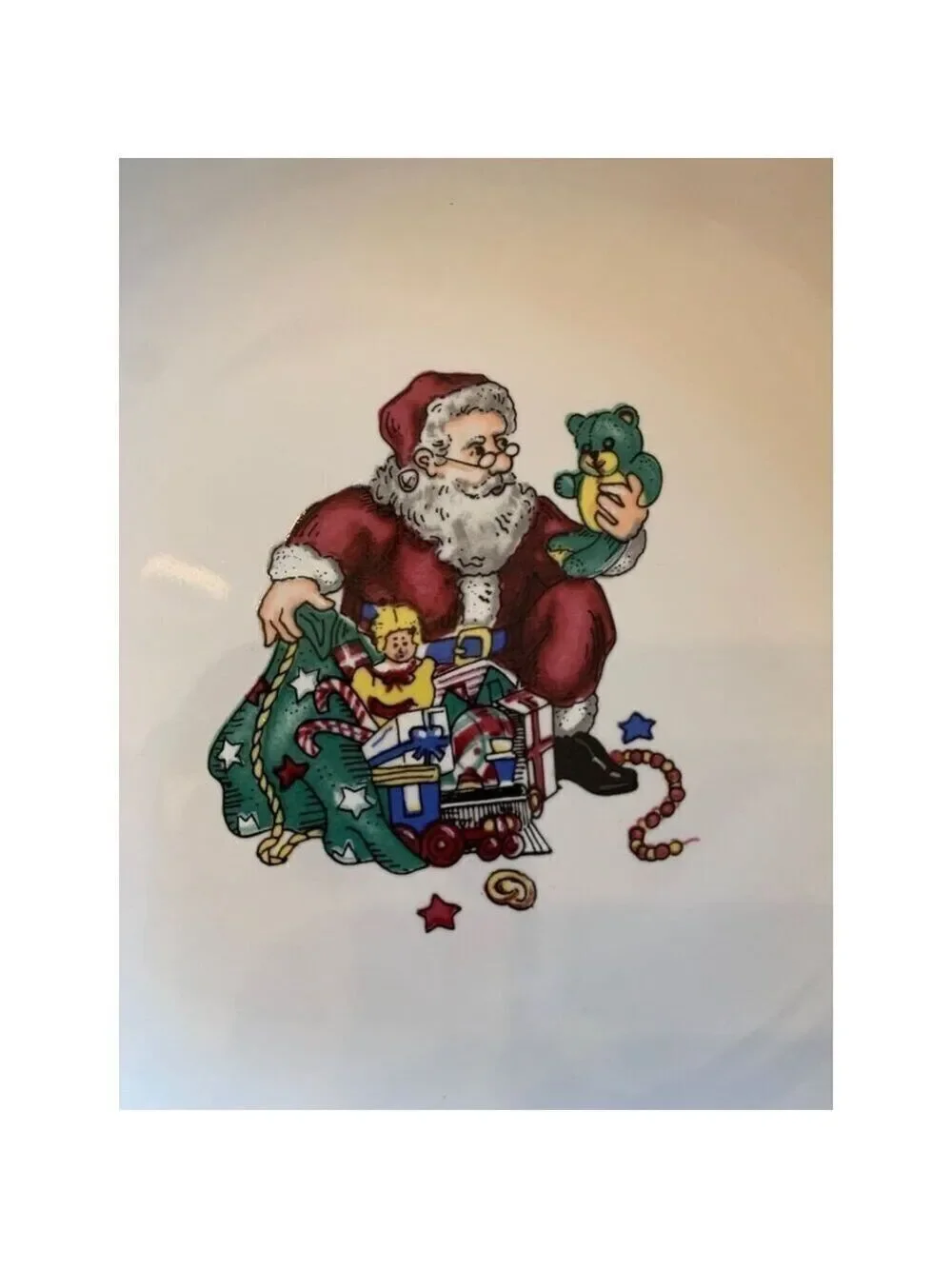 Fitz and Floyd Santas List Soup Bowl 1994 Christmas Rimmed Dinnerware Vtg